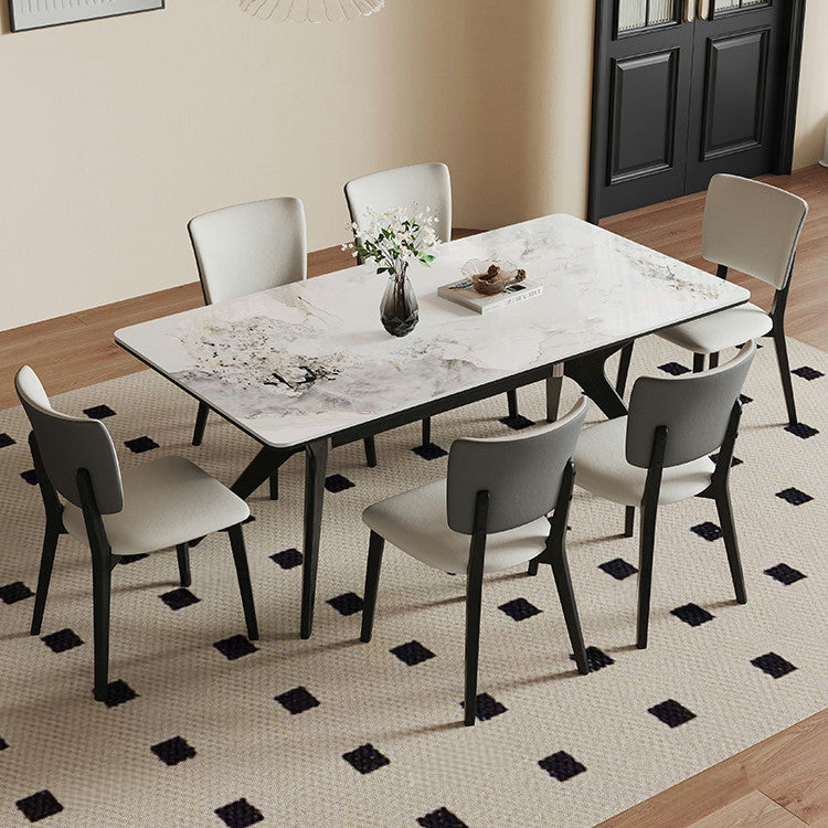 Contemporary Rectangular Dining Table Marble Top & Ash Wood Frame for 6-8 Seaters - Modern & Durable Design jh-271-BK