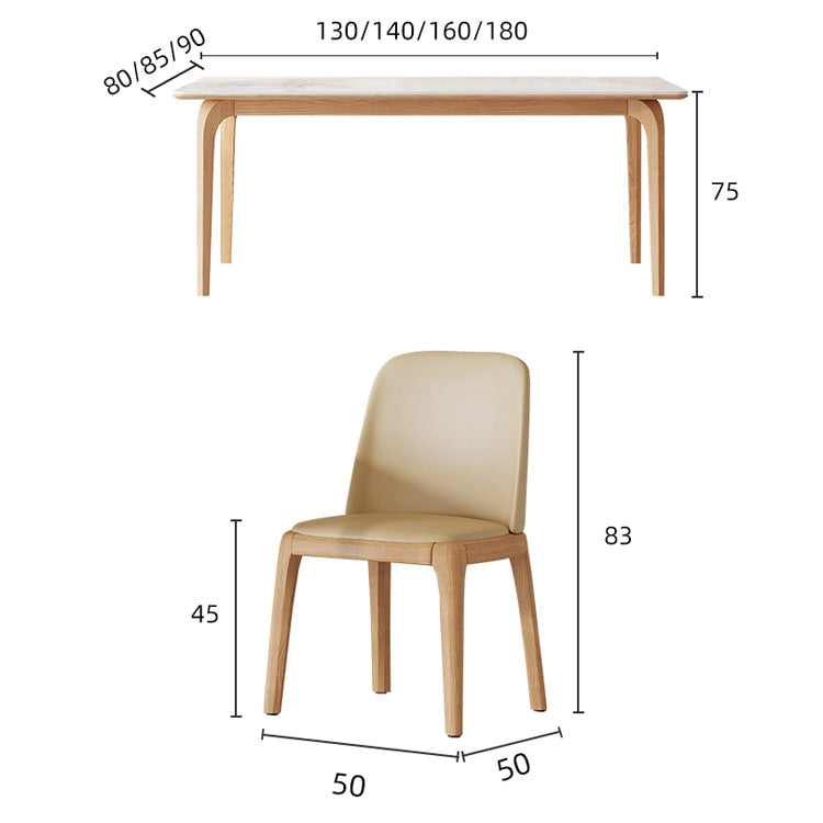 Minimalistic Rectangular Dining Table with Marble Top and Ash Wood Frame for 6-8 Seaters jh-061