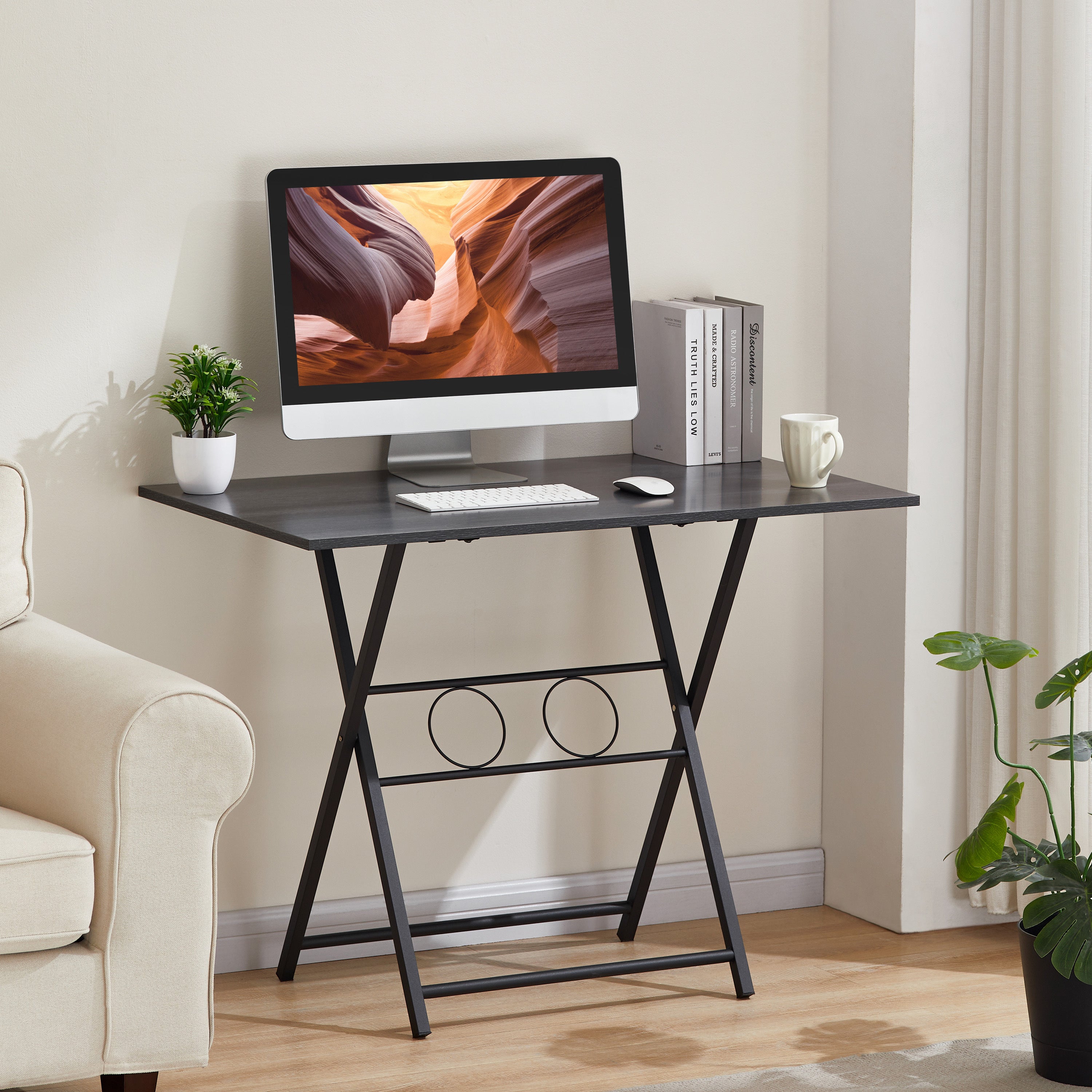 Foldable Desk for Small Spaces, No Assembly Needed, Home Office