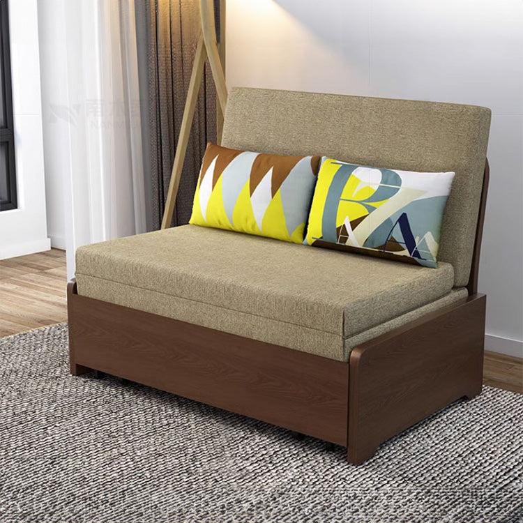 Elegant Solid Wood Sofa with Cotton-Linen Upholstery in Yellow, Brown, Light Gray, Dark Blue, and Beige fnm-954