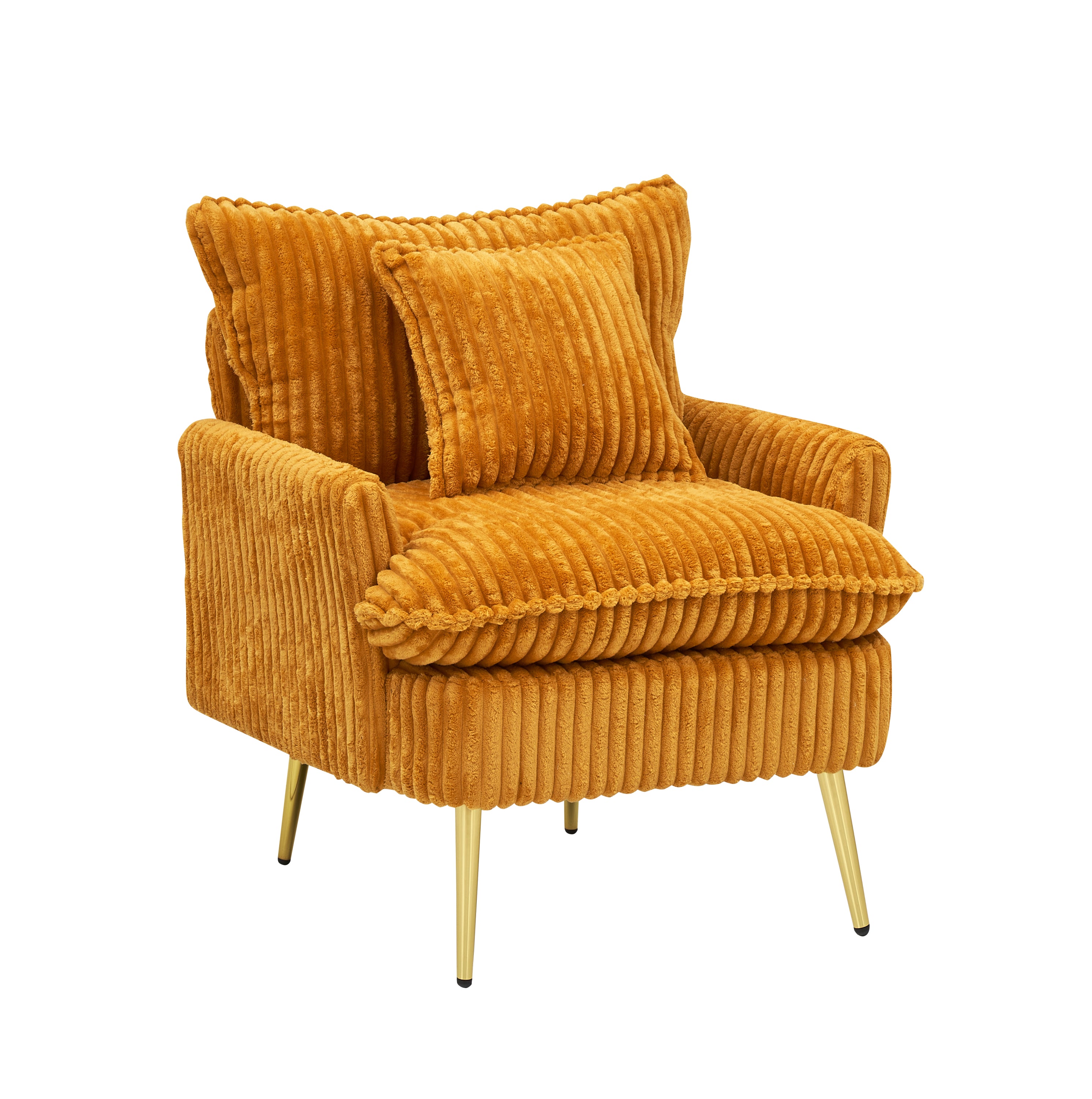 30.31 inch single chair Fashion sofa, yellow sofa, coarse corduroy fabric, soft and comfortable, suitable for apartment office living room bedroom meeting room