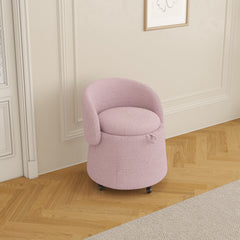 23" Movable Pink Storage Chair - Multi-Functional Design in Teddy Fleece for Stylish Bedroom & Living Room