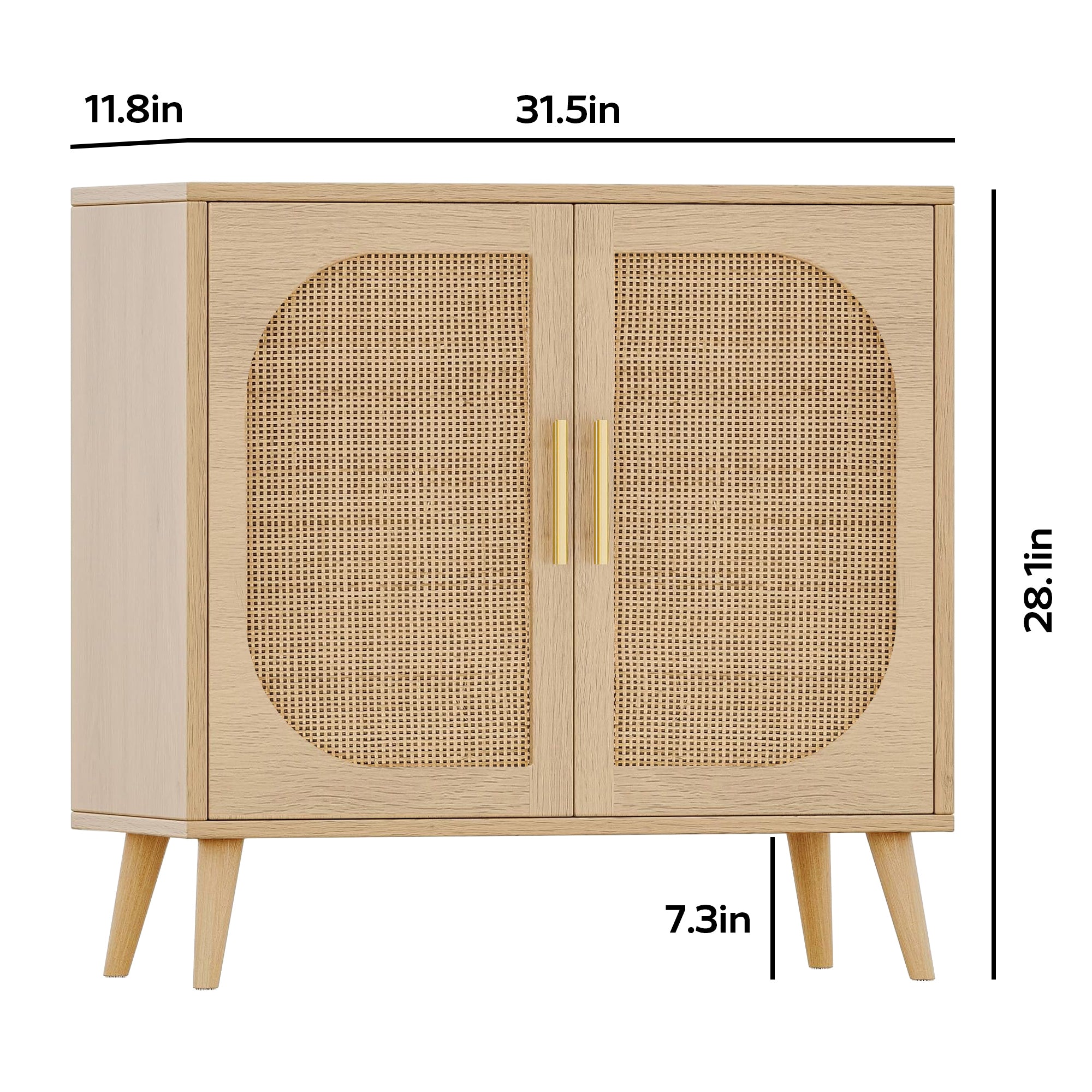 Buffet Cabinet with Storage,  Accent Bathroom Floor Cabinet,with Two Doors and 4 compartments forStorage,Cabinet with Solid Wood Feet,Sideboard Cabinet for Hallway, Entry, Living Room,(Natural Color)