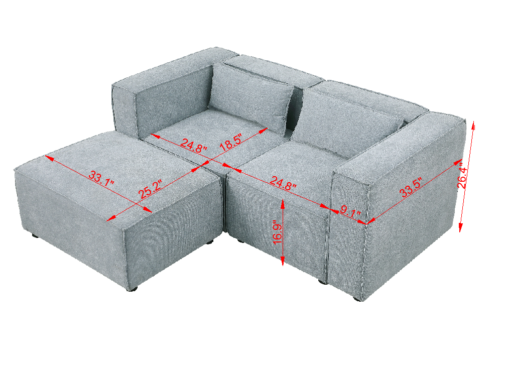 modular sofa Grayish blue  chenille fabric,  simple and grand, the seat and back is very soft. this is also a KNOCK DOWN sofa