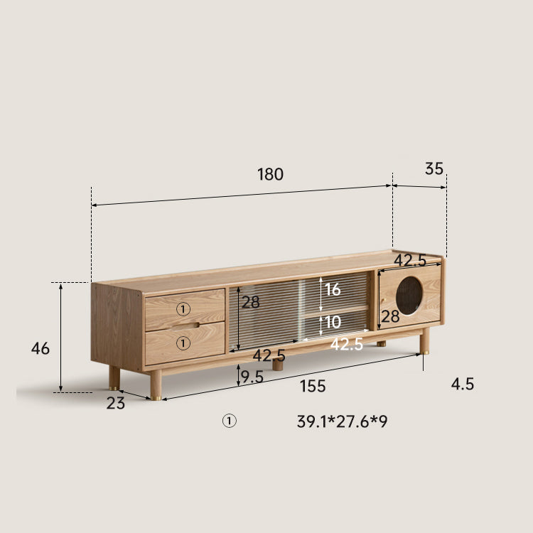 Elegant Fraxinus Mandshurica TV Stand for Modern Living Rooms Y92N01