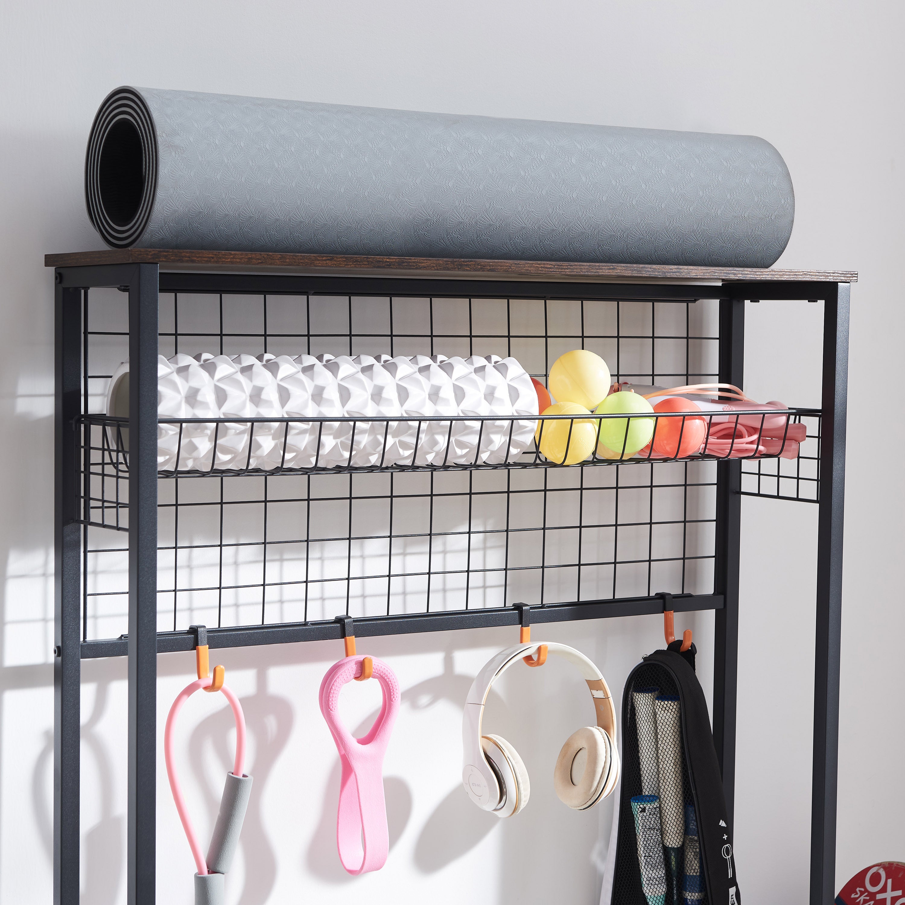 Garage Sports Organizer with Ball Rack & Toy Storage