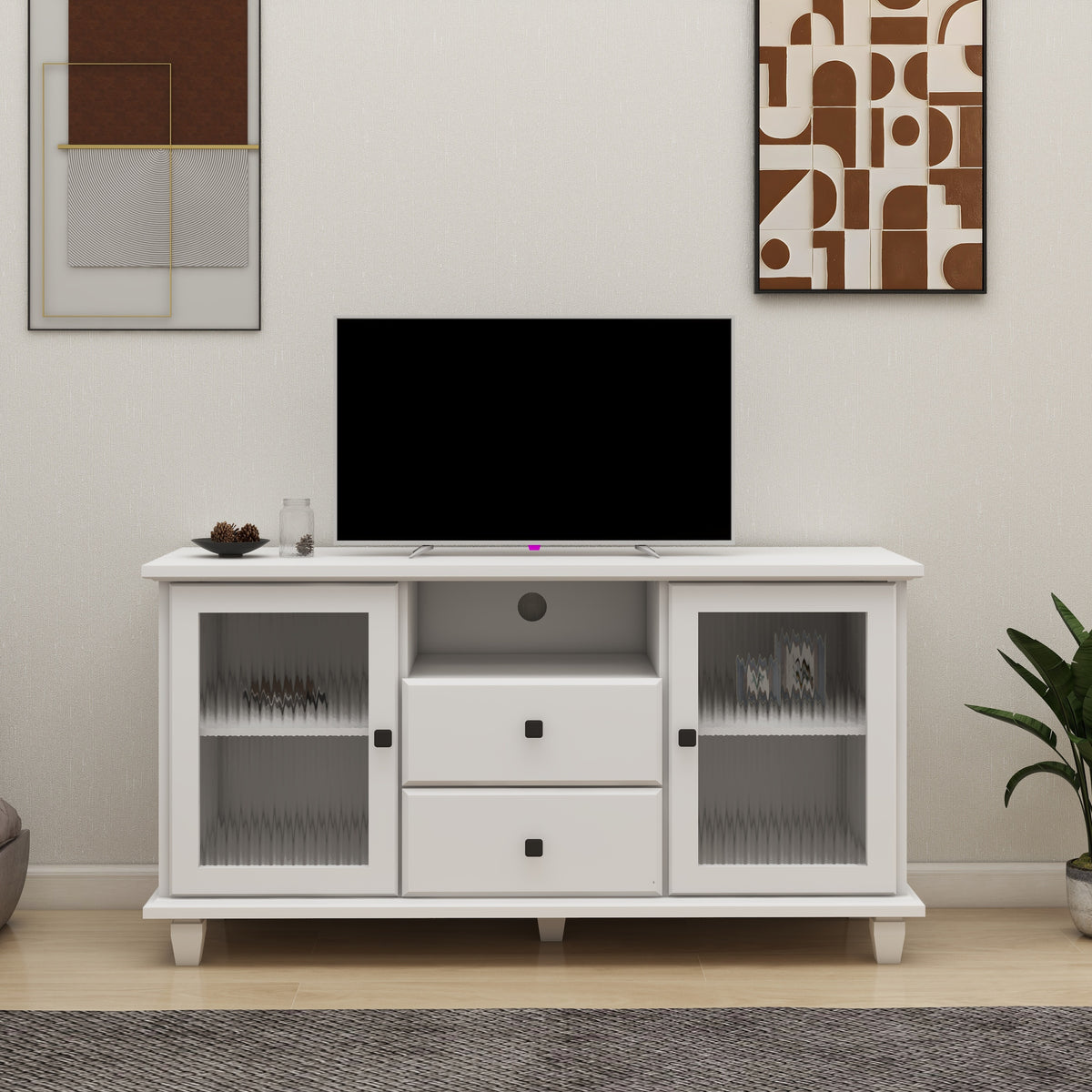 Ultra white changhong glass TV cabinet