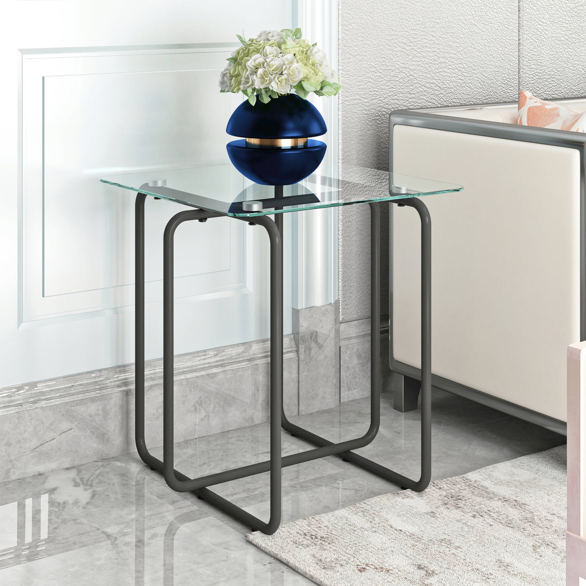 Modern Tempered Glass Coffee Table End Table Side Table for Living Room,bedroom, Transparent