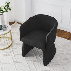 Modern style simple and elegant chair, black leisure chair, suitable for dining/bedroom/living room/reception desk (assembly required)-Black