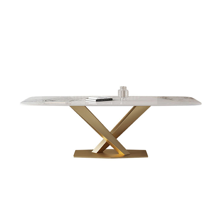 Luxurious Rectangular Dining Table - Durable Marble Top & Steel Pedestals in Large jh-067