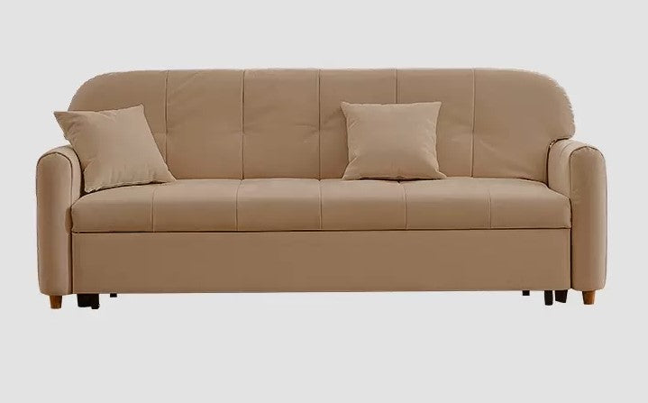 Elegant Beige-Green Khaki Pine Wood Suede Sofa - Luxurious Comfort for Your Living Space fwlp-940