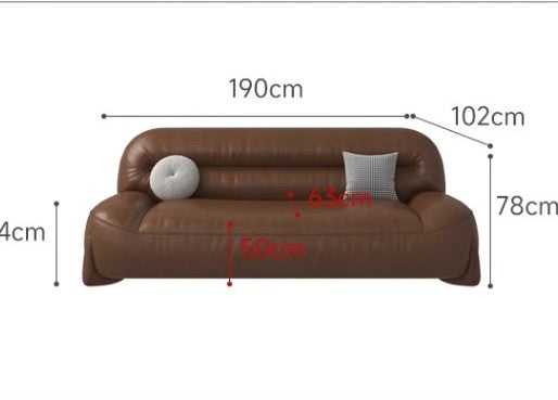 Stylish Sofa in Light Brown Faux Leather with Pine and Oak Wood Details – Comfort and Elegance Combined hatx-1018