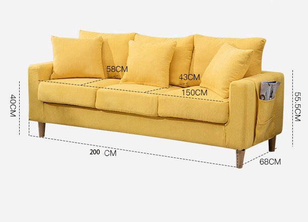 Stylish Multi-Color Scratch-Resistant Fabric Sofa with Rubber Wood Legs yr-123