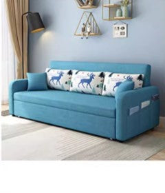 Stylish Cotton-Linen Sofa with Solid Wood Frame - Available in Orange, Dark Gray, Blue, Khaki, and Light Brown fsx-1004