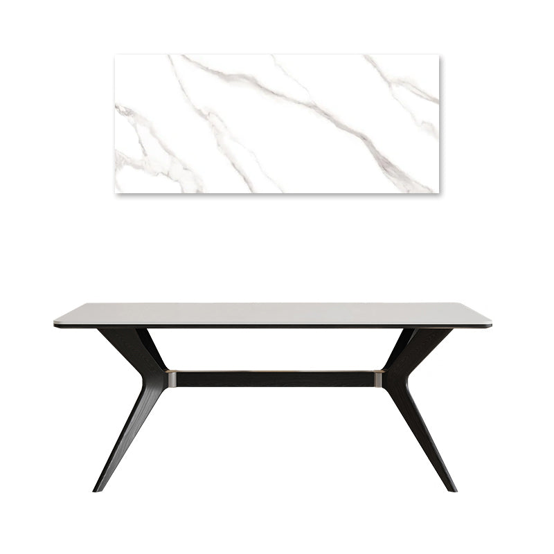 Contemporary Rectangular Dining Table Marble Top & Ash Wood Frame for 6-8 Seaters - Modern & Durable Design jh-271-BK