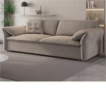 Luxurious Beige and Blue Solid Wood Sofa with Light Brown Accents and Dark Gray Detailing - Premium Cotton Down Upholstery hyt-1236