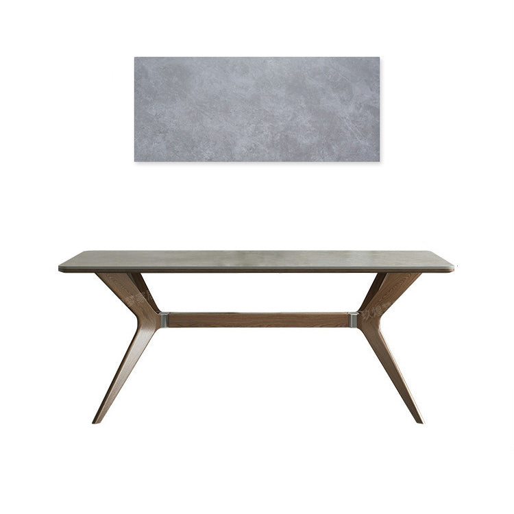 Minimalistic Rectangular Dining Table with Marble Top & Ash Wood Frame for 6-10 Seaters jh-271-BN