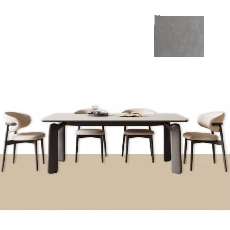 Minimalistic Rectangular Ash Wood Dining Table with Sintered Stone  for 6-8 Persons fsm-309