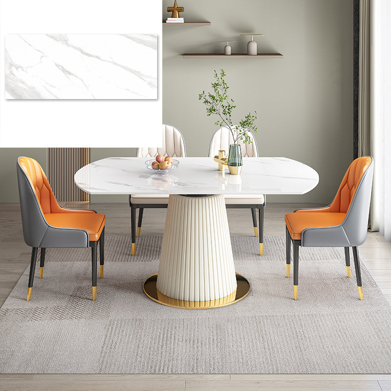 Modern Round Dining Table with Extendable Marble Top - Perfect for Your Dining Room qc-wy-1069-ty