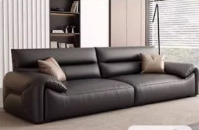 Luxurious Dark Brown Faux Leather 3-Seater Sofa with Sturdy Pine Wood Frame - Modern & Durable Design hzh-1355