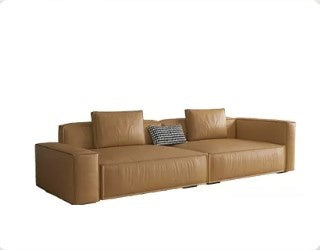 Stylish White Sofa with Light Brown, Green, Yellow, and Black Accents - Pine Wood Frame and Faux Leather Upholstery hatx-1026