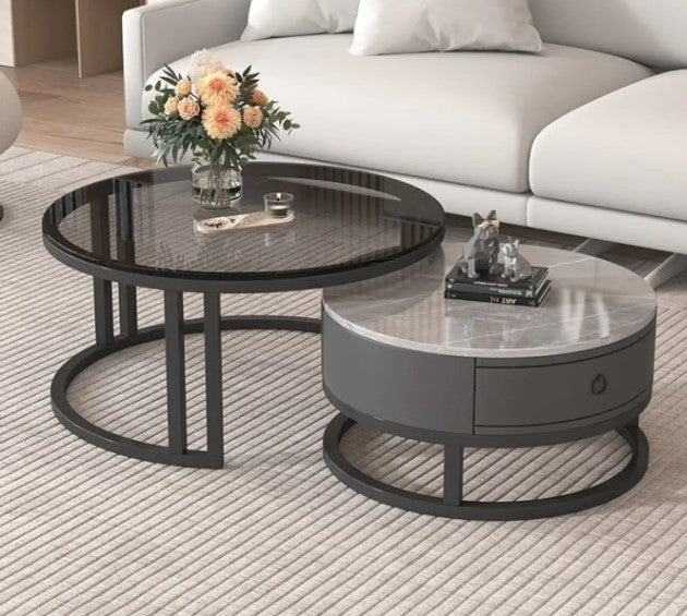 Modern Round Coffee Table with Storage and Metal Legs - Stylish for LIvingroom frg-495