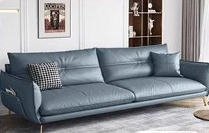 Luxurious Faux Leather Sofa in Multi-Color with Soft Cotton Cushions & Pine Wood Frame for Living Room hzh-1358