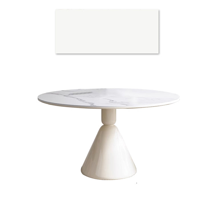 Minimalistic Round Marble Dining Table - Carbon Steel Pedestal Perfect for Diningroom jh-268