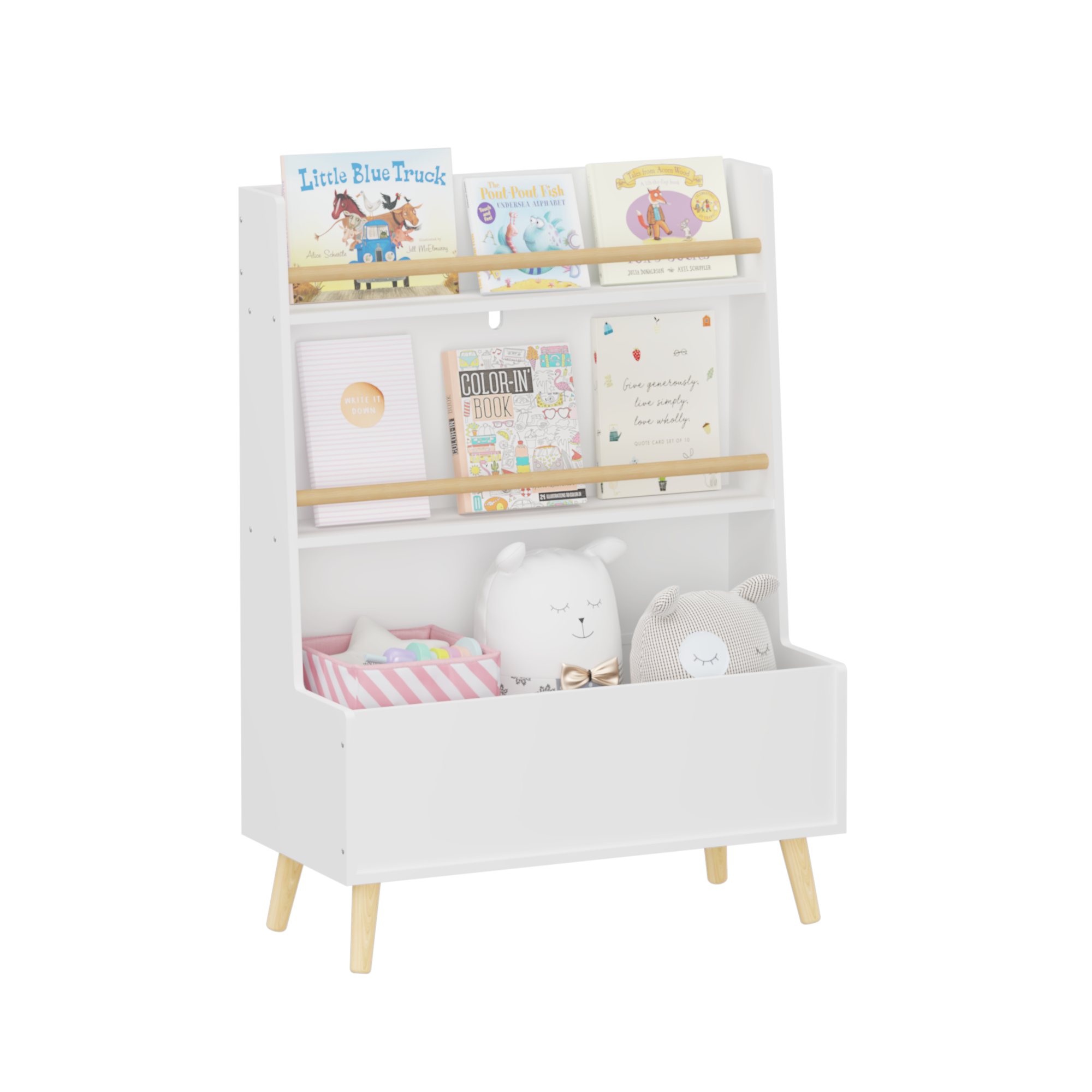 Kids Bookshelf, Book and Magazine  Rack, Book Organizer, toy Storage Cabinet Organizer, White