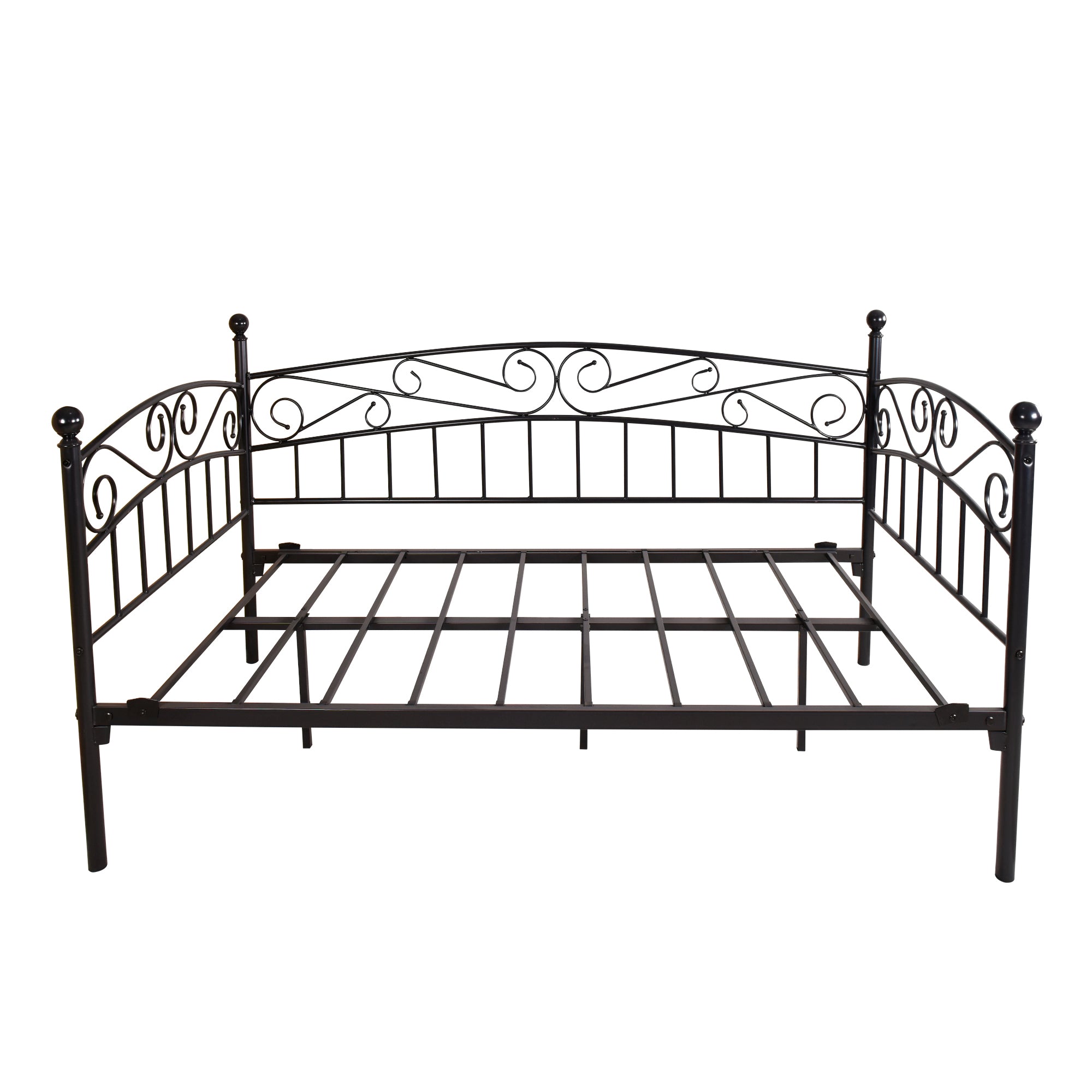 Metal Daybed Frame with Headboard, Sofa/Bed Design - Twin, Black