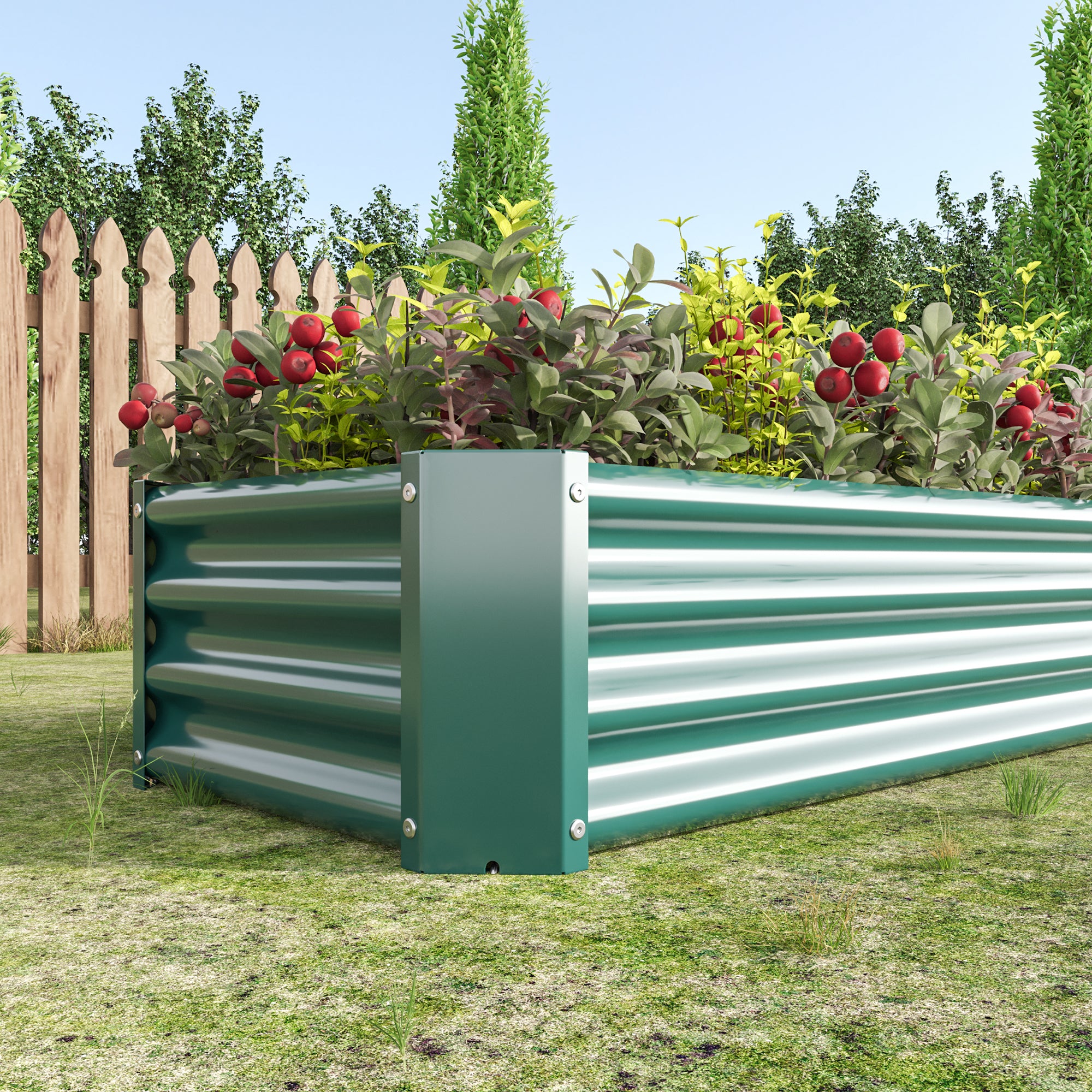 Metal Raised Garden Bed, Rectangle Raised Planter 4×2×1ft  for Flowers Plants, Vegetables Herb Veezyo Green