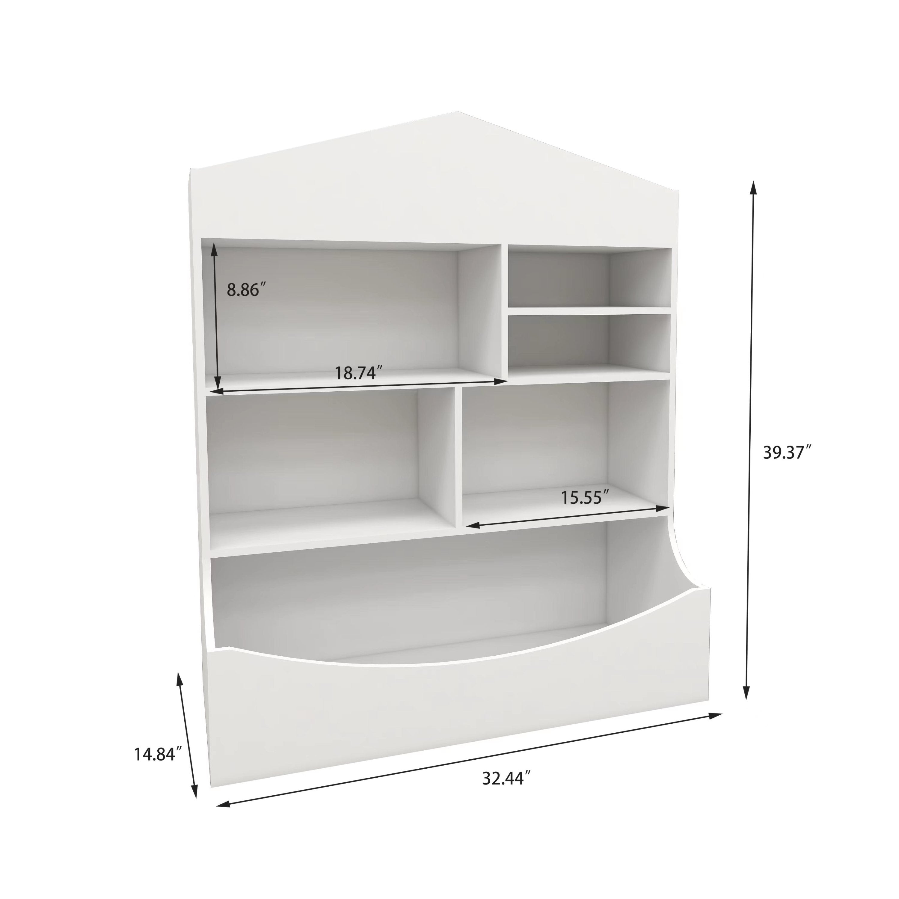 Multi-Functional 7 Shelf Bookcase, Storage Display, Rack, Organizer, White,14.37" D x 31.50" W x39.37" H