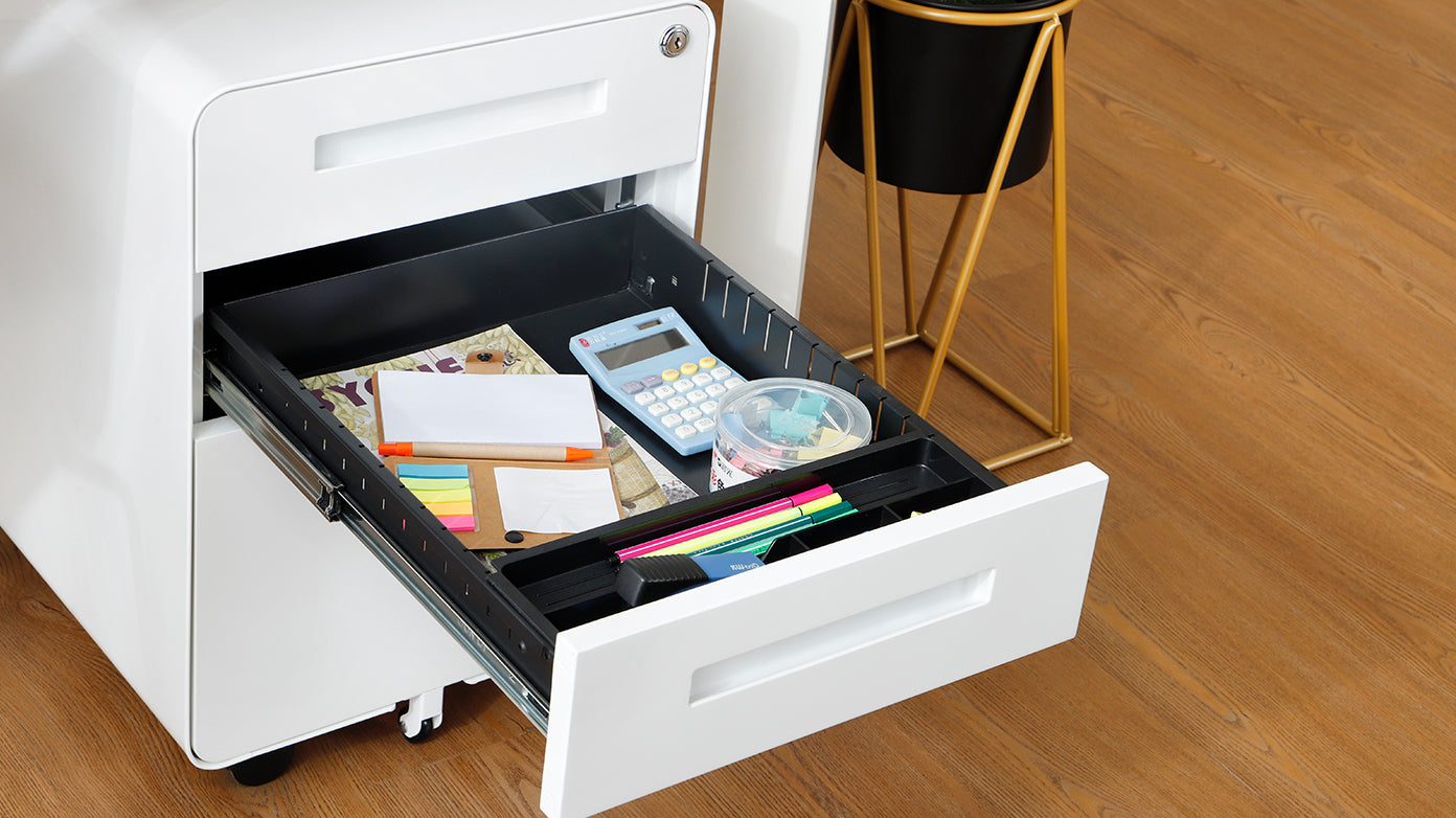 3 Drawer Mobile File Cabinet Under Desk Office,Simple Style Versatile Storage Cabinet for Legal/Letter/A4 Files, 5 Wheel Design Anti-Tilting Cold Rolled Steel Waterproof Moisture-Proof White