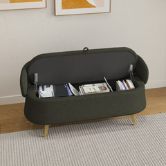 50" Multi-Functional Green Sofa with Storage in Teddy Fleece - Multi-Functional Design for Living Room