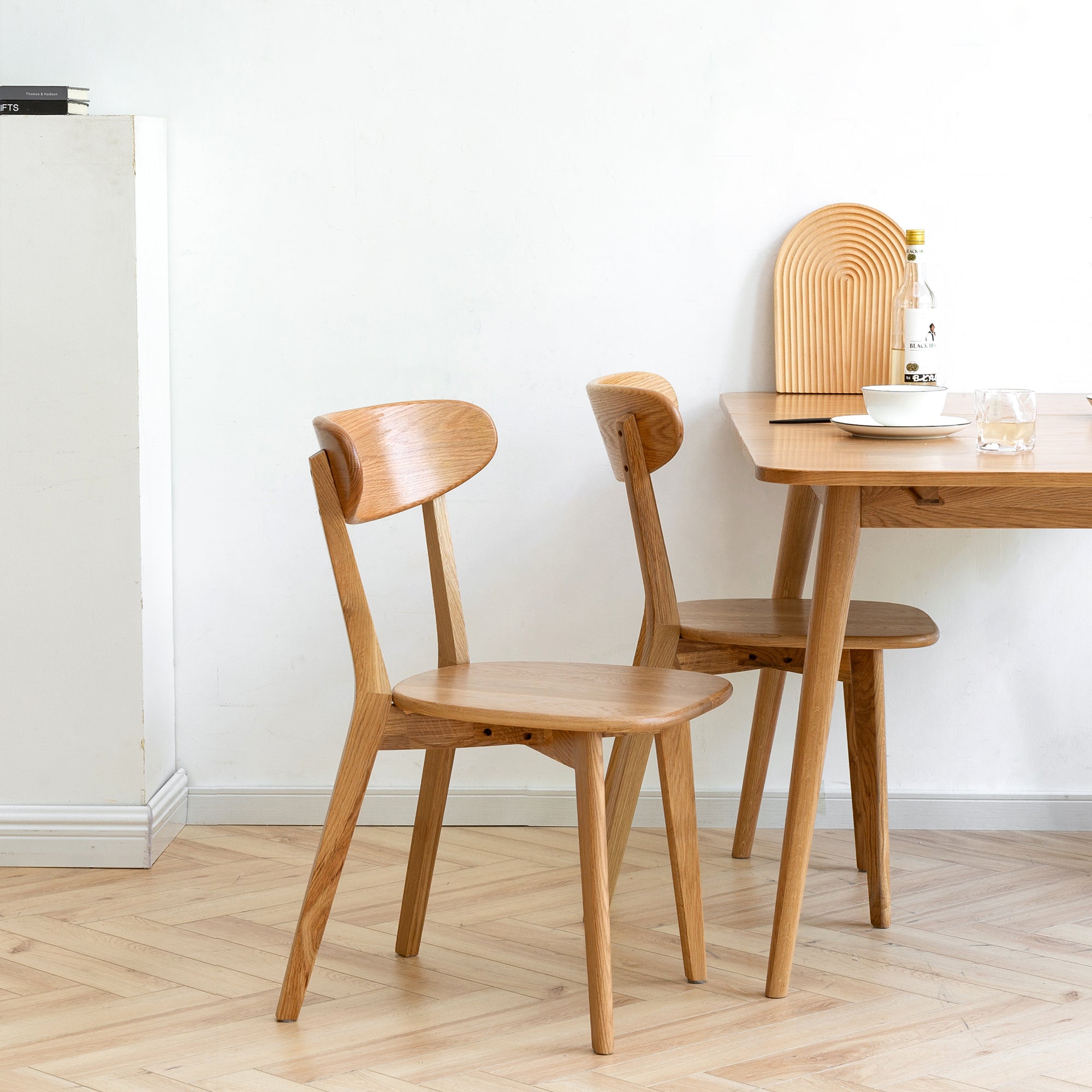 19.69" Oak Dining Chair with Solid Construction, Simple and Natural Design