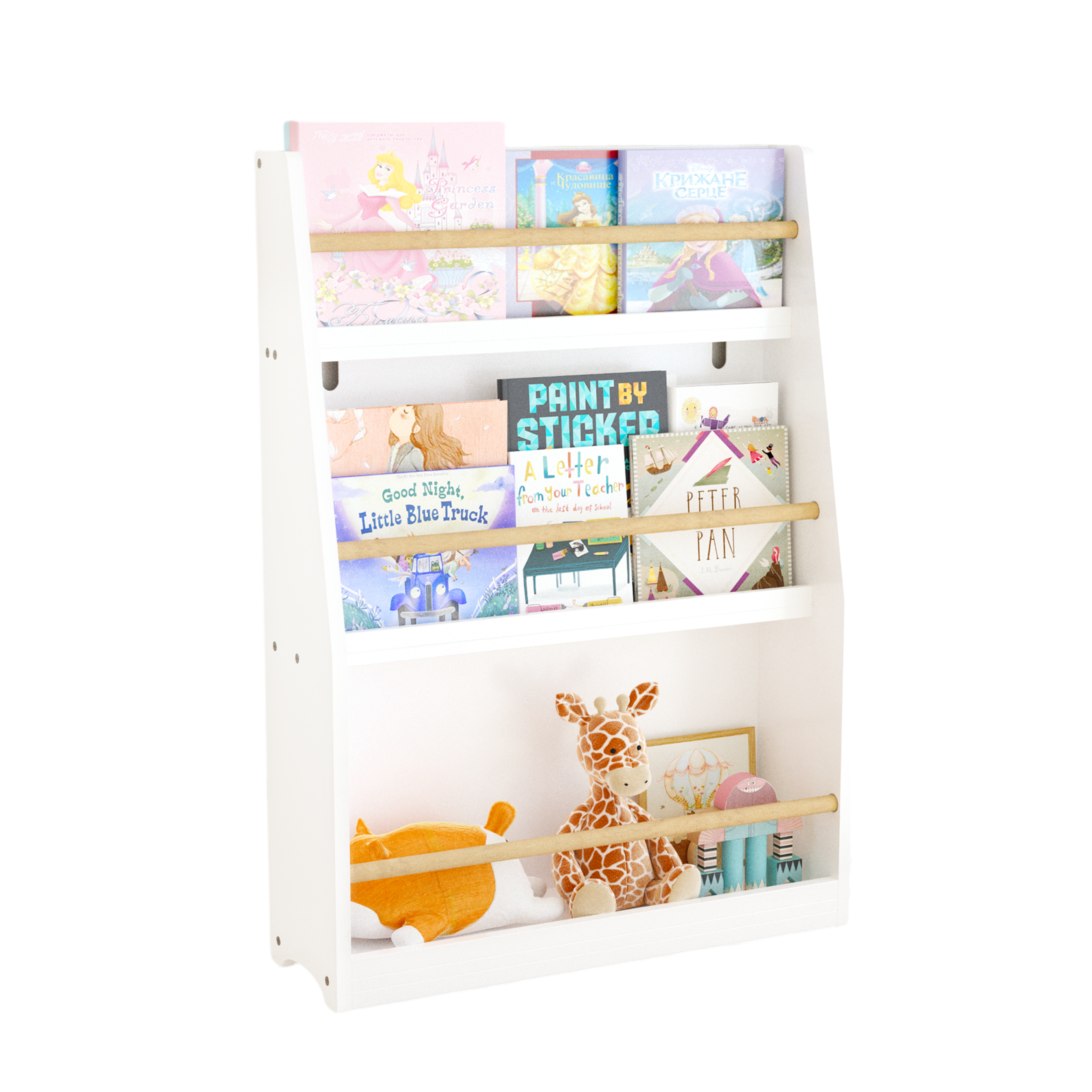 3 Tier Kids Book Shelf,Kids Book Rack, Helps Keep Bedrooms, Playrooms, and Classrooms Organized,White