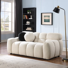 64.96 length ,35.83" deepth ,human body structure for USA people,  marshmallow sofa,boucle sofa ,2  seater, BEIGE  BOUCLE