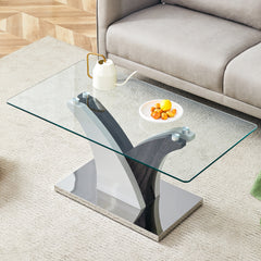 Modern Rectangular Coffee Table with Tempered Glass Top - Perfect for Home and Office Decor