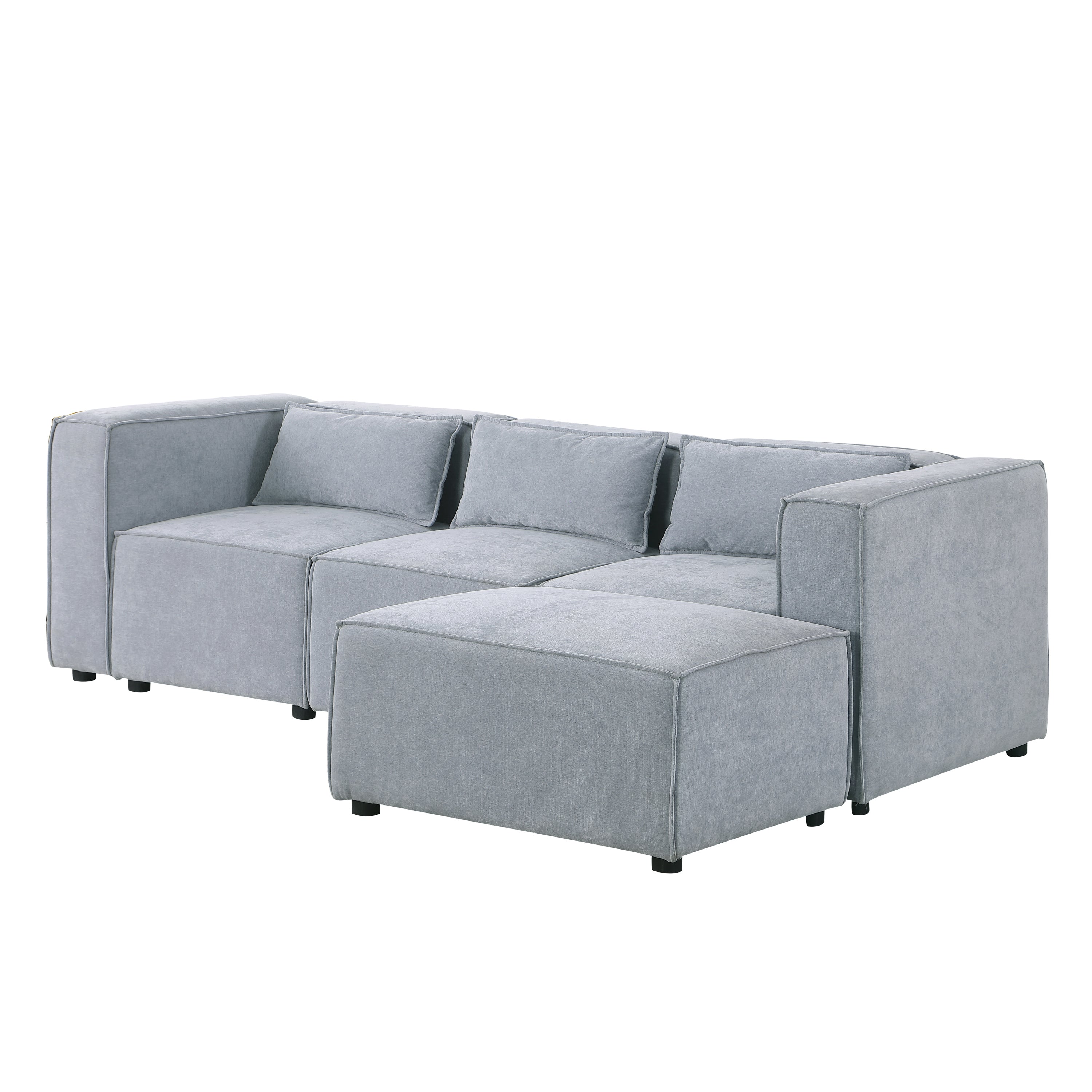 modular sofa Grayish blue  chenille fabric,  simple and grand, the seat and back is very soft. this is also a KNOCK DOWN sofa