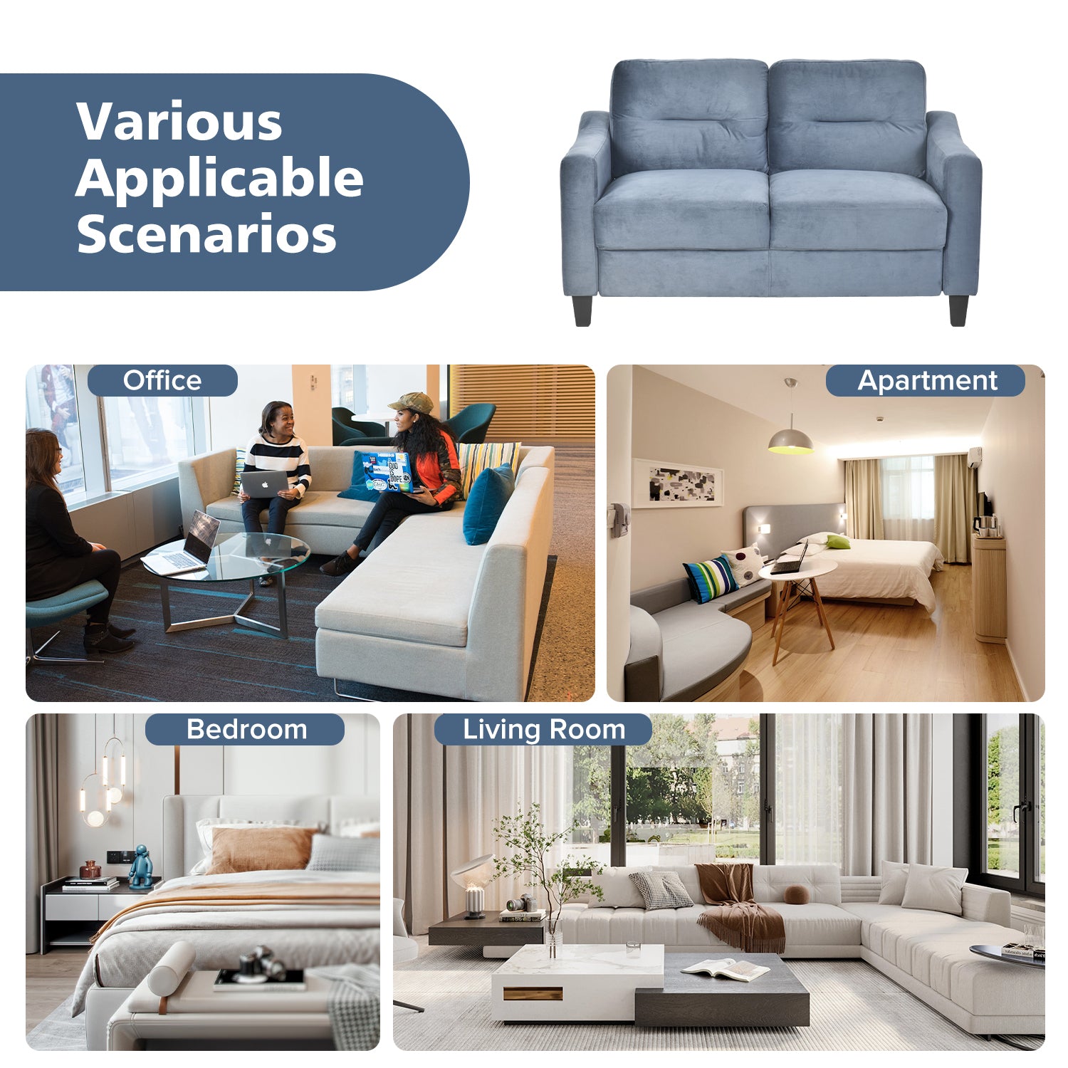 Comfy Sectional Sofa Set for Home, Office & Small Apartments