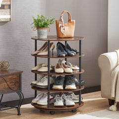 4-Tier Revolving Shoe Rack, Space-Saving Shoe Storage Organizer