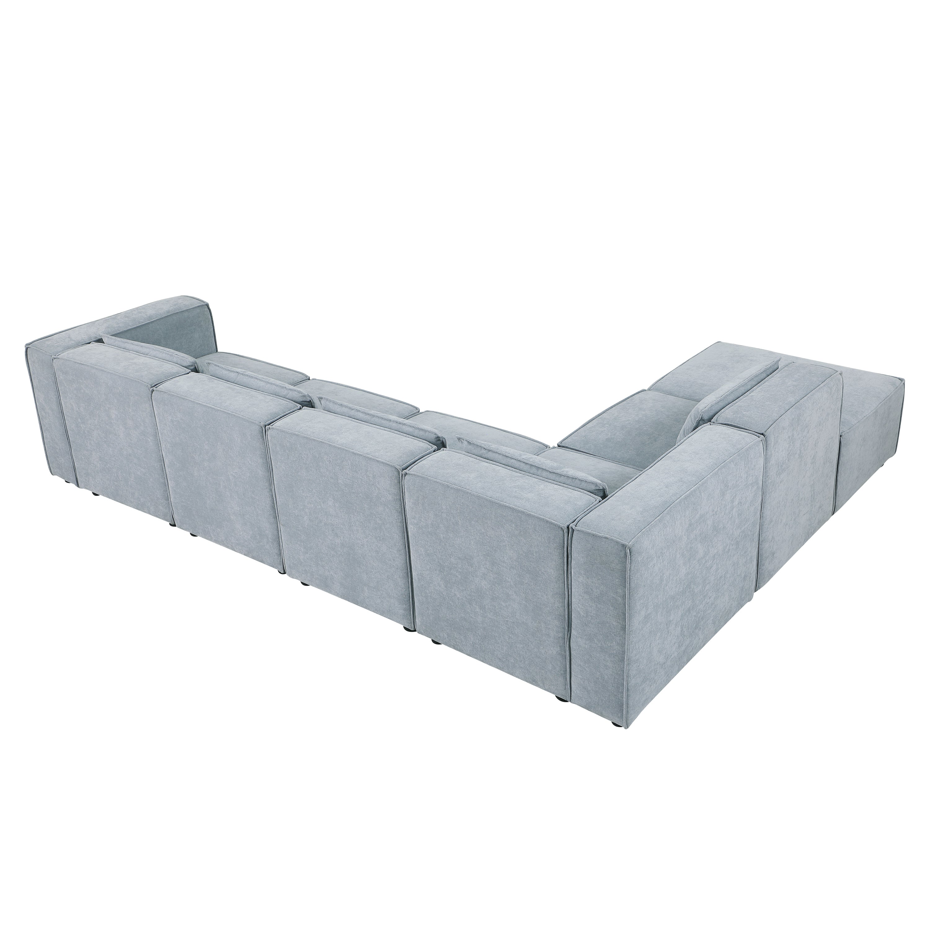 modular sofa Grayish blue  chenille fabric,  simple and grand, the seat and back is very soft. this is also a KNOCK DOWN sofa