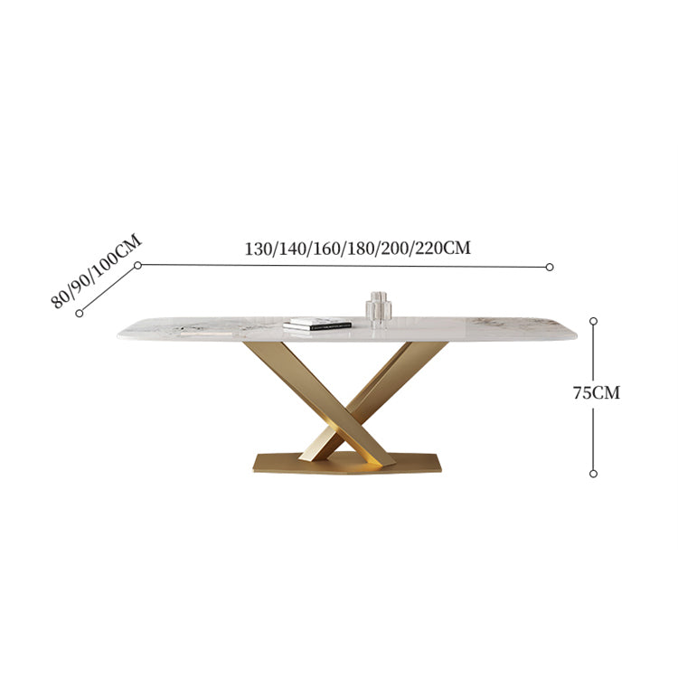 Luxurious Rectangular Dining Table - Durable Marble Top & Steel Pedestals in Large jh-067