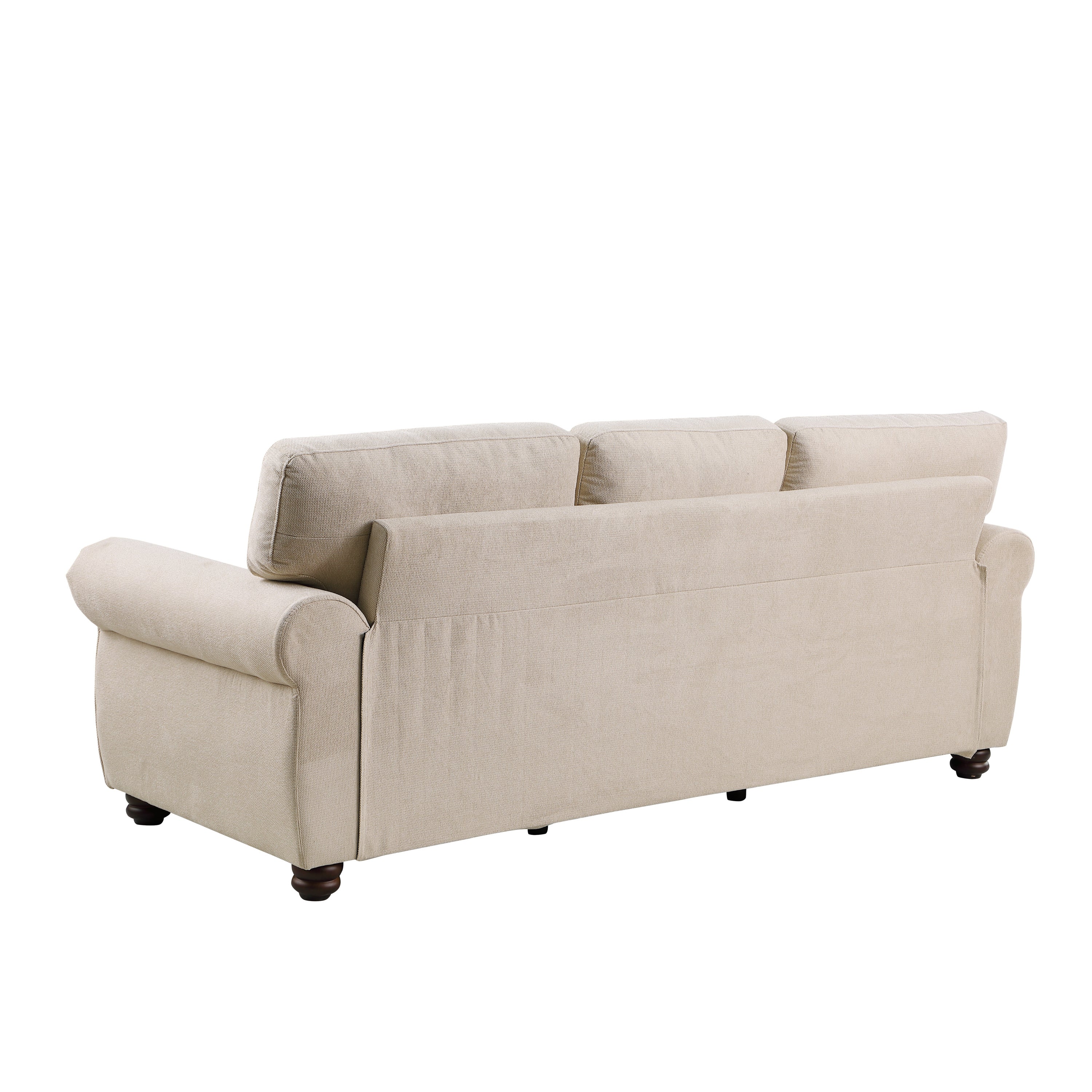 Beige Chenille 3-Seater Sofa