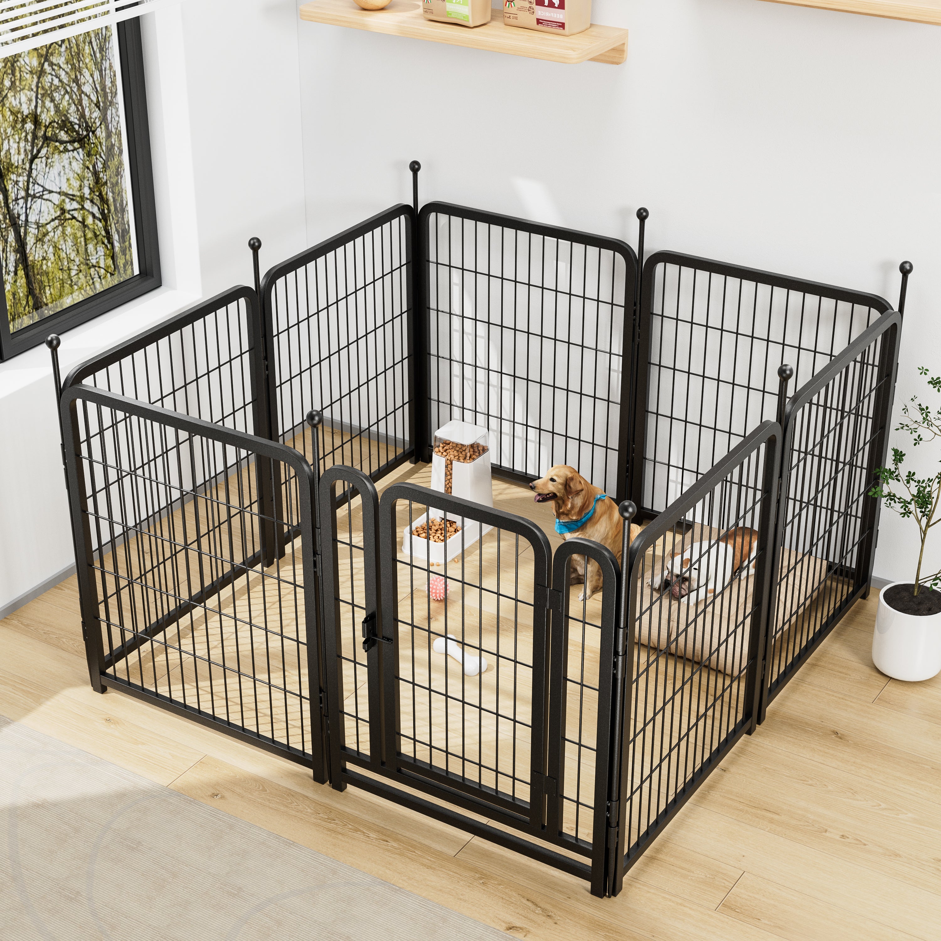 Heavy-Duty 32" Dog Playpen, Foldable 8-Panel Pet Exercise Fence for Indoor & Outdoor