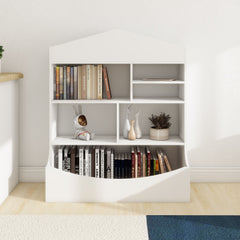 Multi-Functional 7 Shelf Bookcase, Storage Display, Rack, Organizer, White,14.37" D x 31.50" W x39.37" H