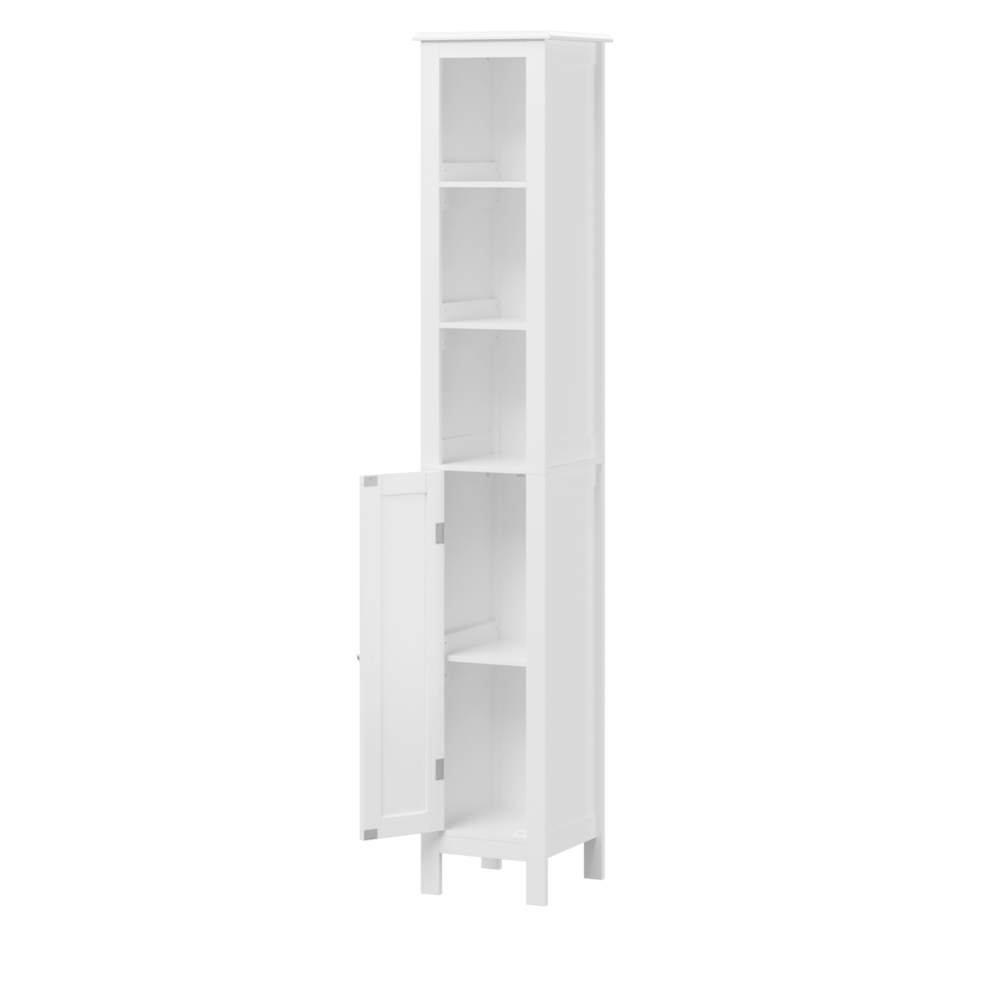 66.92" Tall Bathroom Storage Cabinet with Adjustable Shelves,Slim 1 Doors Freestanding Cabinet with Anti-Tip, Open compartments, for Home, Small Spaces, Bathroom,Kitchen, Living Room, White