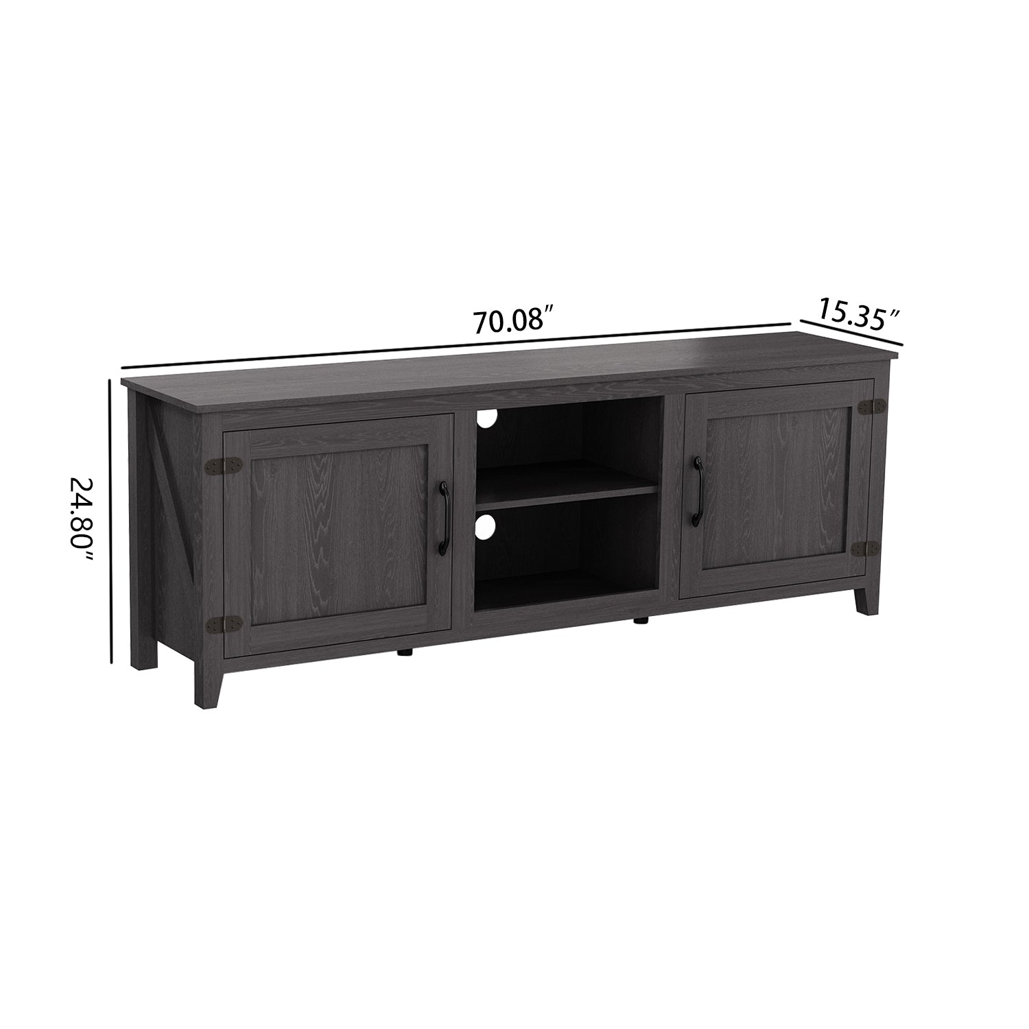 TV Stand Storage Media Console Entertainment Center,Tradition Black,with doors