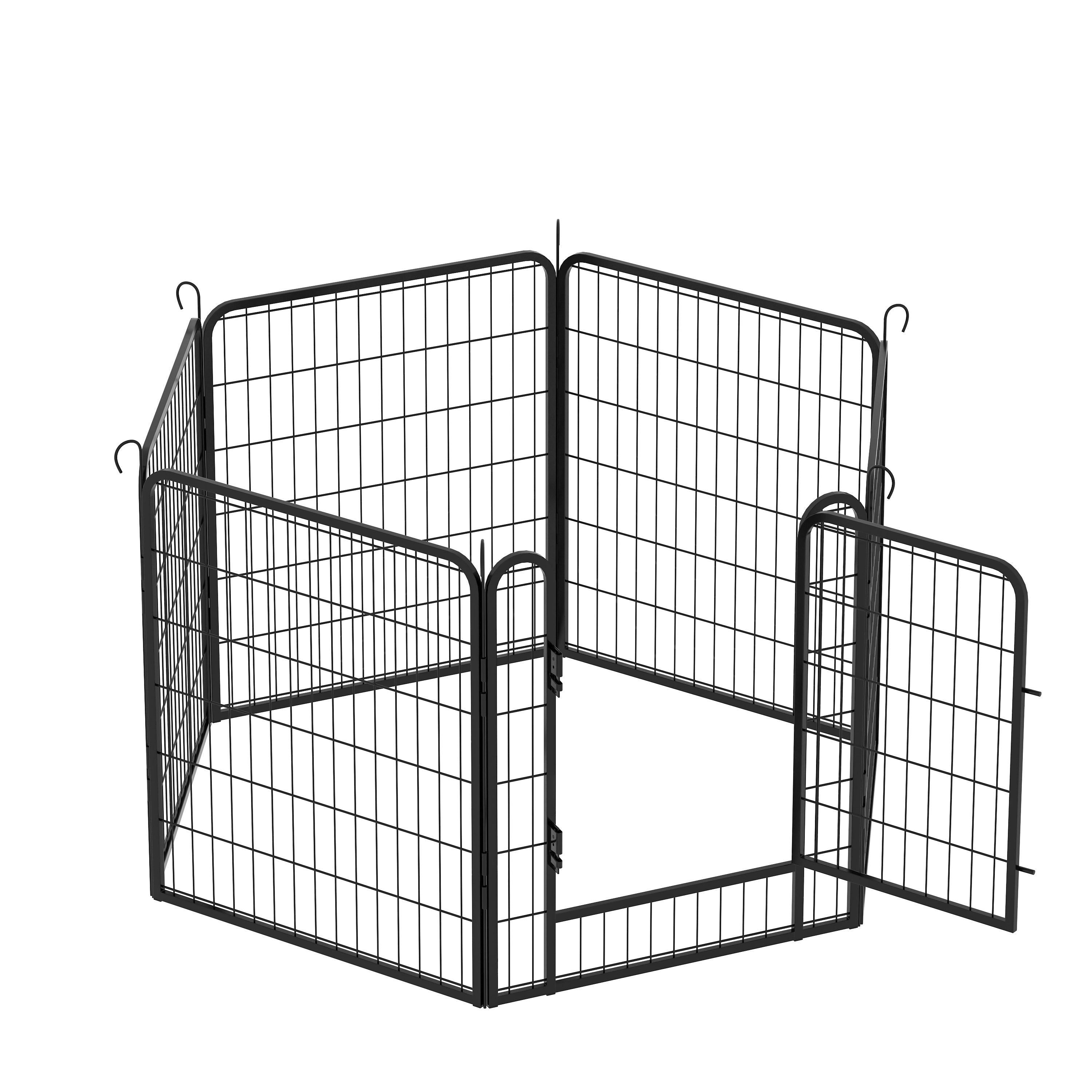 6-Panel Heavy-Duty Dog Playpen, 31.7" Tall Foldable Pet Fence with Door
