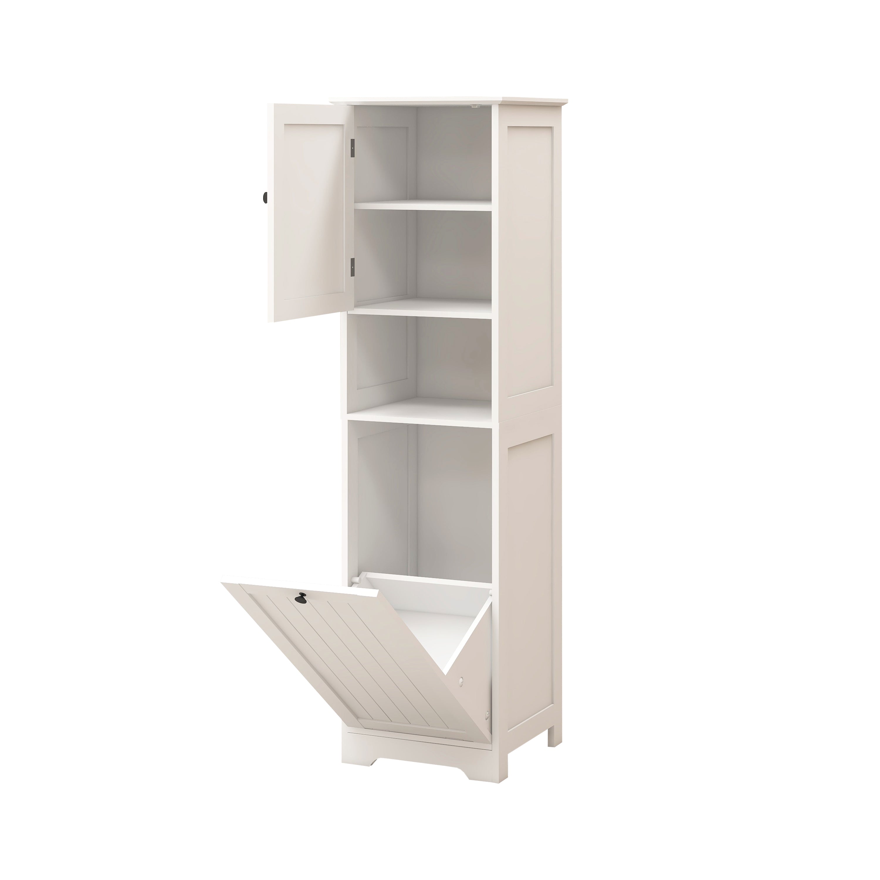 One-Compartment One-Door Tilt-Out Laundry Sorter Cabinet - White